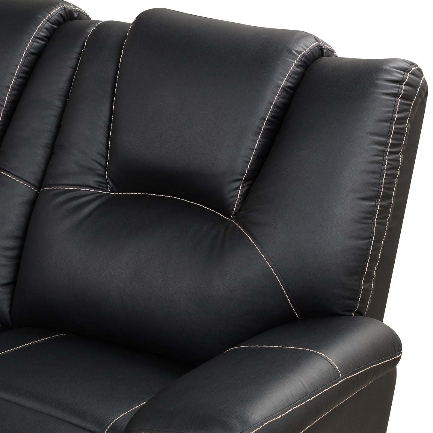 Modern Reclining Sofa, Corner Sectional Couch Recliner, Black