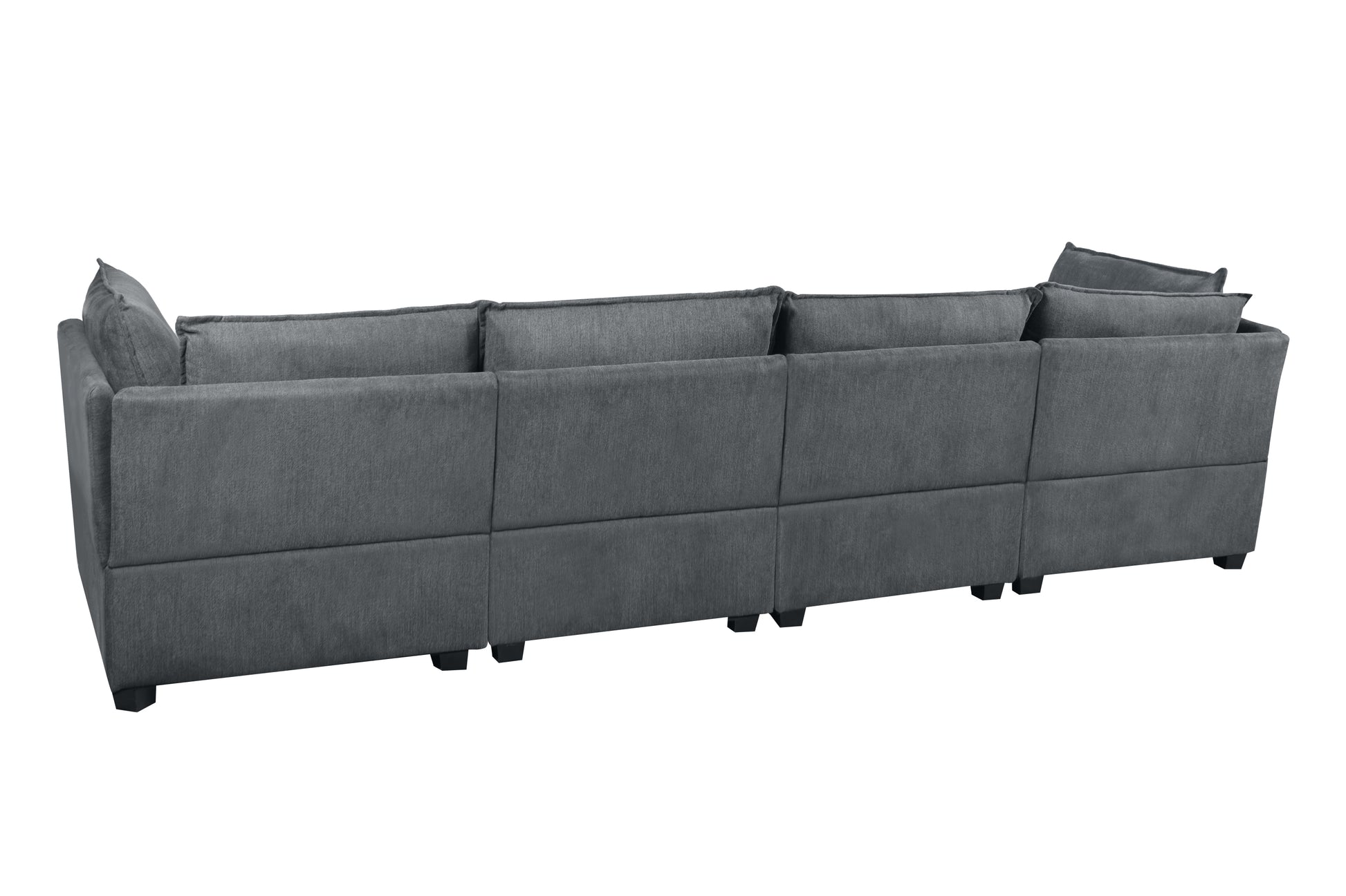 Large Cloud Sectional Sofa, Linen U Shaped Couch with Ottomans, Gray