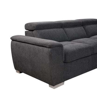U Shaped 7-seat Sectional with Sofa Bed and Storage Chaise for Living Room - Beige, Gray