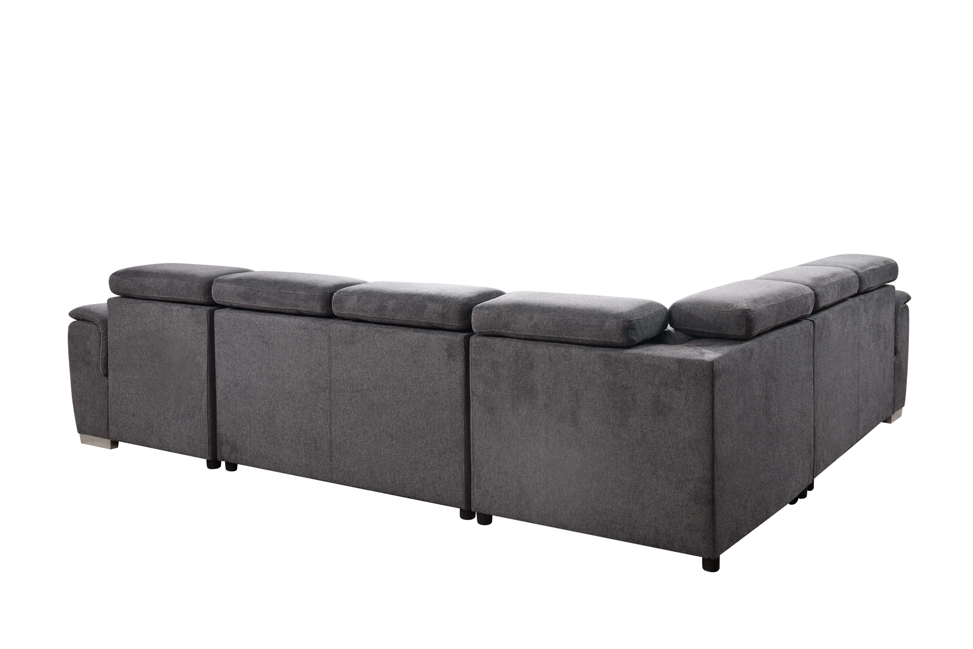 U Shaped 7-seat Sectional with Sofa Bed and Storage Chaise for Living Room - Beige, Gray