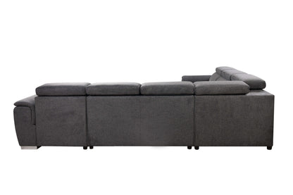 U Shaped 7-seat Sectional with Sofa Bed and Storage Chaise for Living Room - Beige, Gray