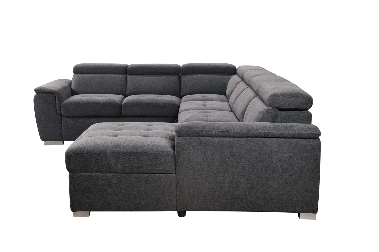 U Shaped 7-seat Sectional with Sofa Bed and Storage Chaise for Living Room - Beige, Gray