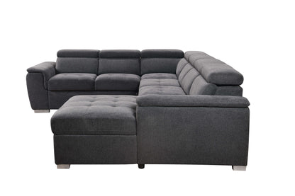U Shaped 7-seat Sectional with Sofa Bed and Storage Chaise for Living Room - Beige, Gray