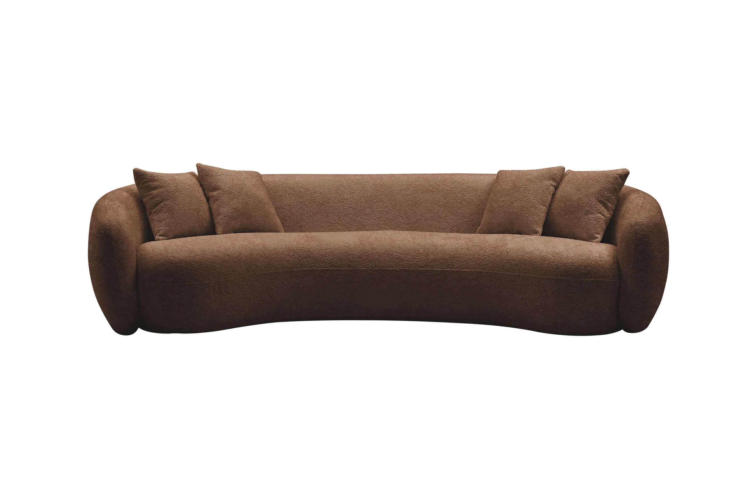 Modern Curved Sofa, Large Comfy Couch, Brown