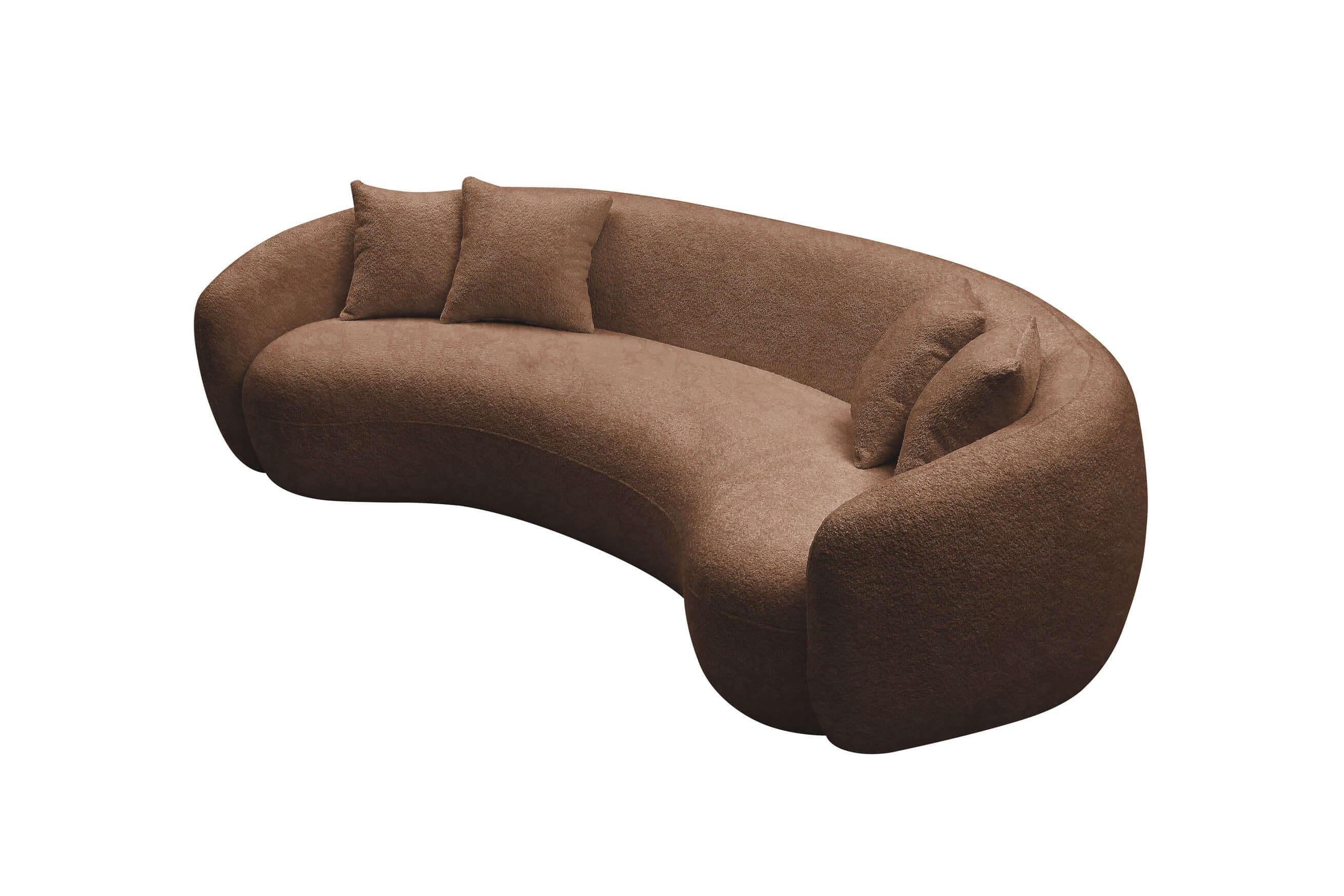 Modern Curved Sofa, Large Comfy Couch, Brown