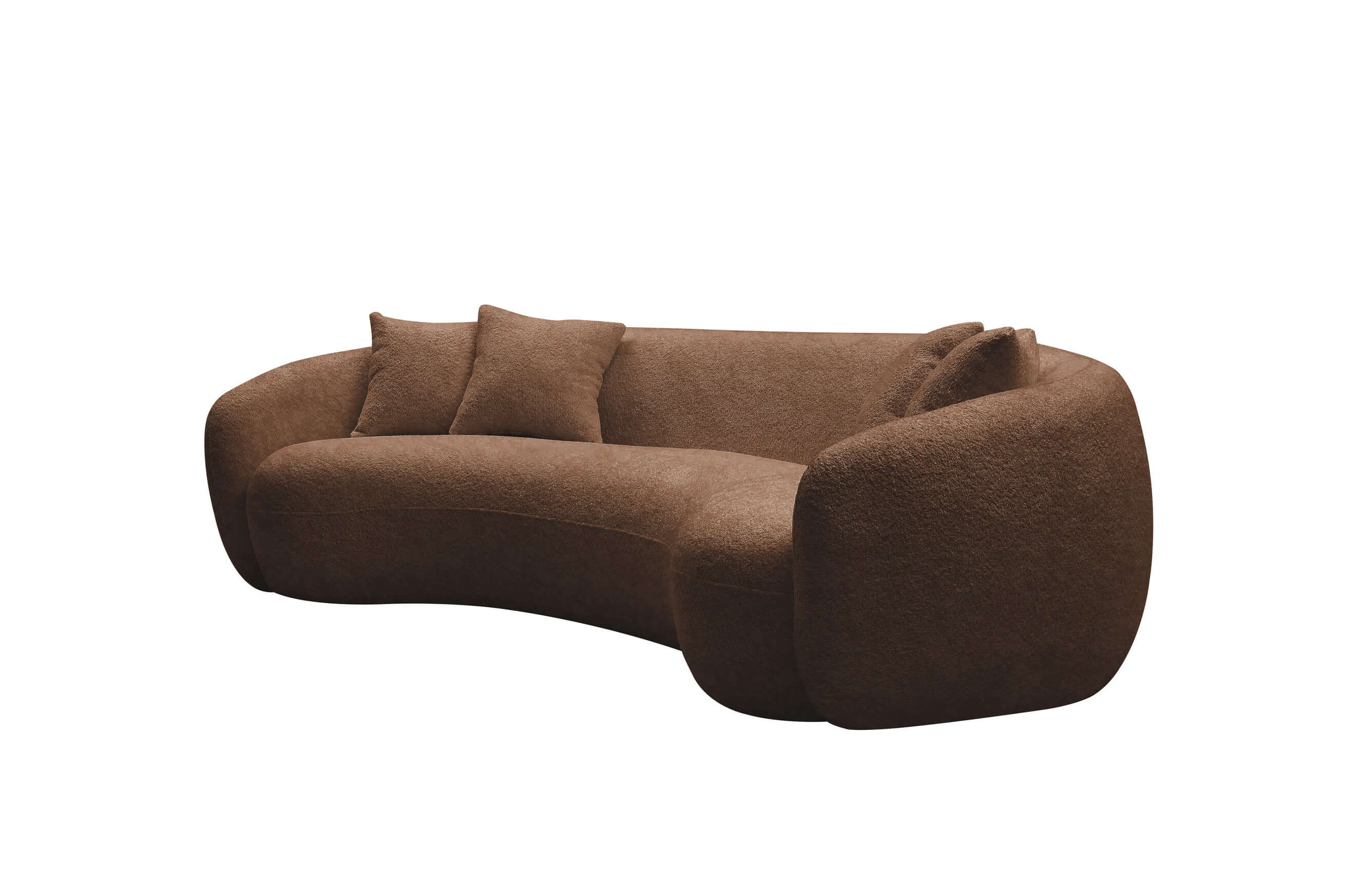 Modern Curved Sofa, Large Comfy Couch, Brown