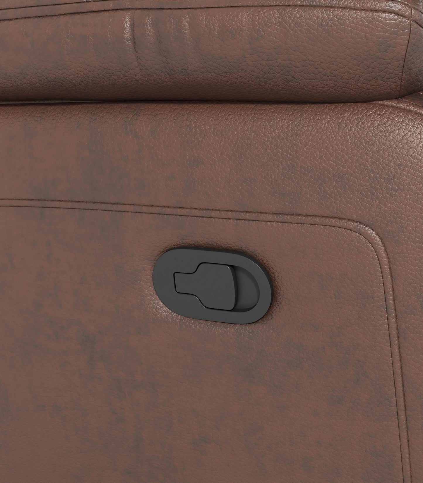 Louie Leather Reclining Sofa, Dual Manual Reclining Chairs with Table - Brown