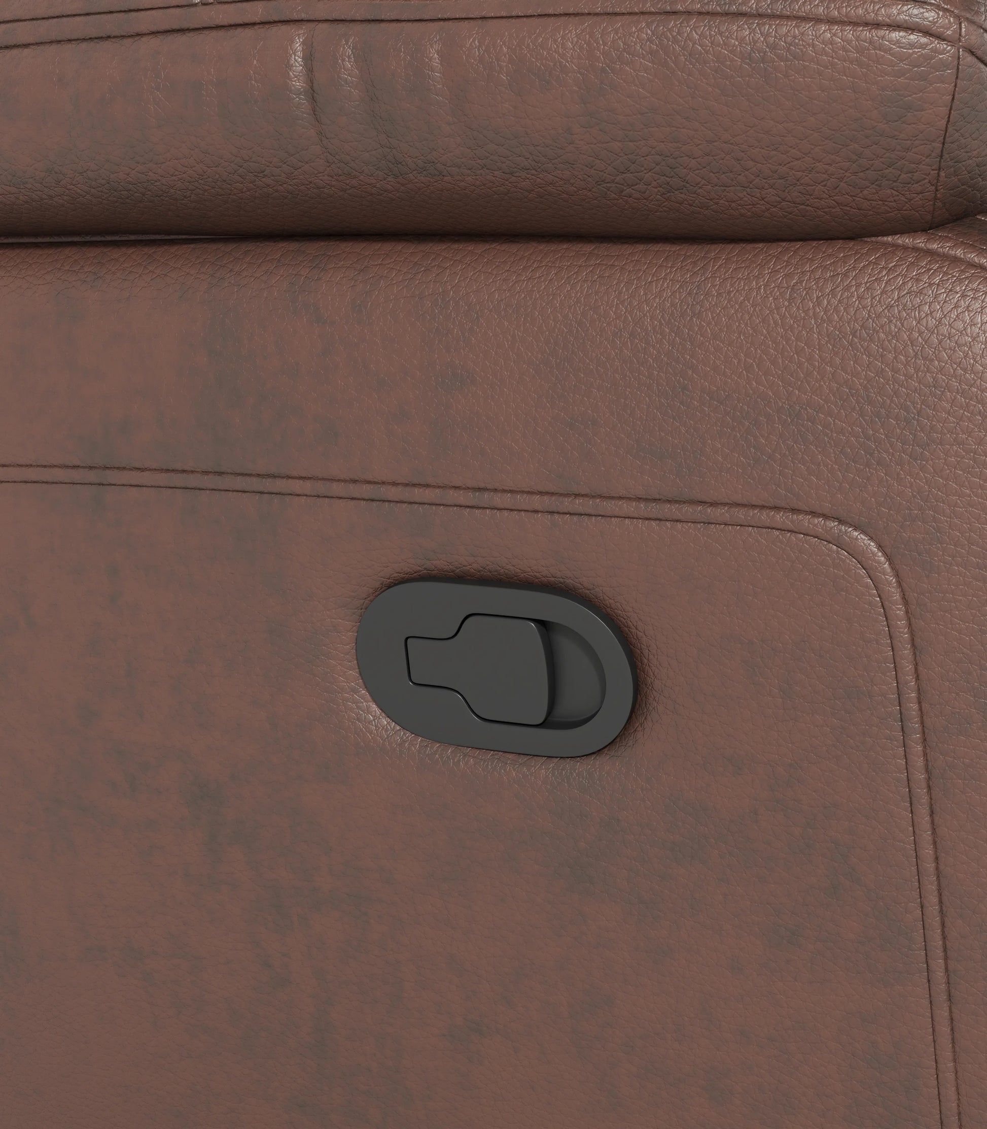 Louie Leather Reclining Sofa, Dual Manual Reclining Chairs with Table - Brown