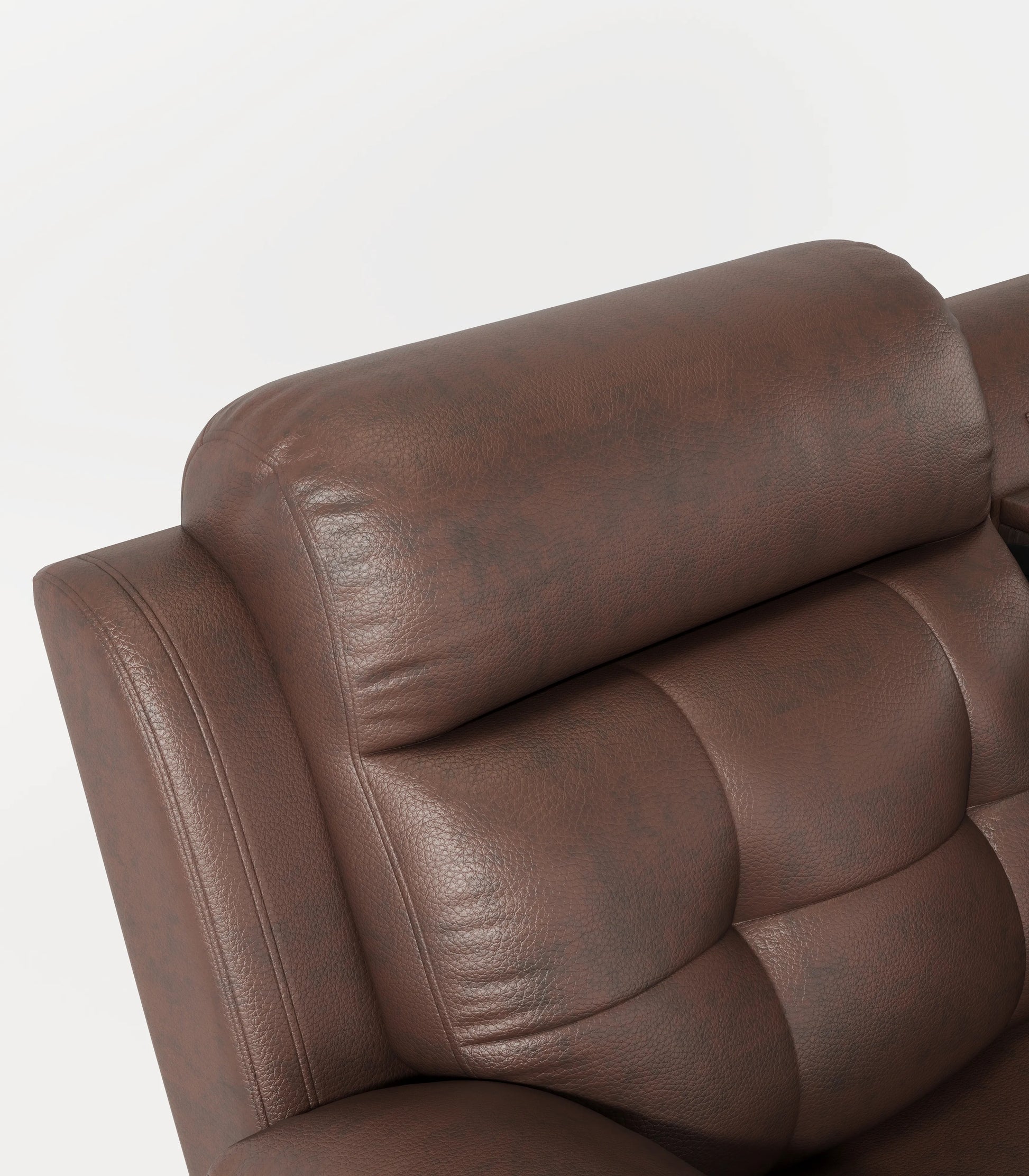 Louie Leather Reclining Sofa, Dual Manual Reclining Chairs with Table - Brown