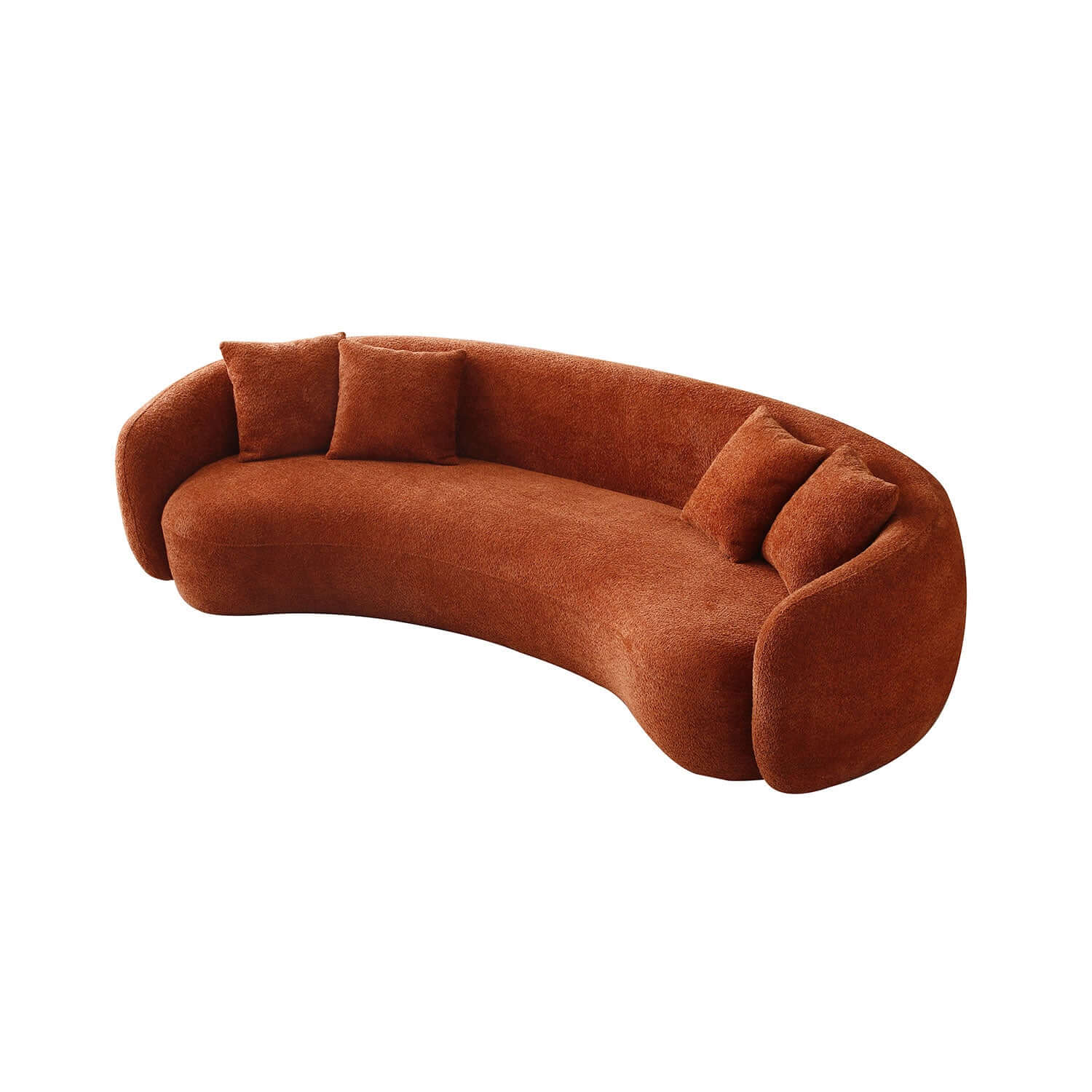 Modern Curved Sofa, Large Comfy Couch, Orange