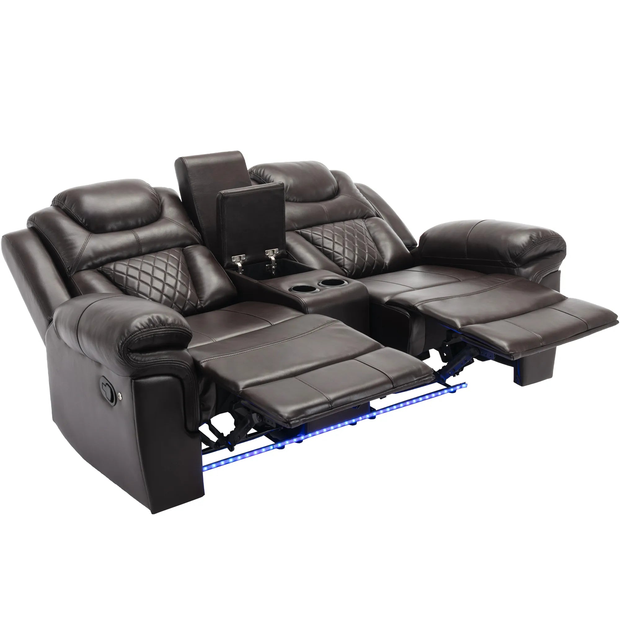 Louie Luxury Recliner Sofa Set, Home Theater Seating with LED Lights