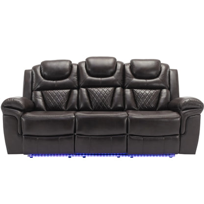 Louie Luxury Recliner Sofa Set, Home Theater Seating with LED Lights