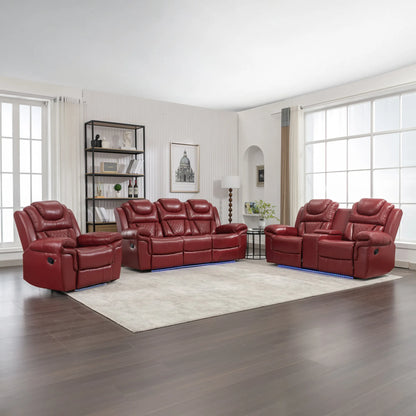 Louie Luxury Recliner Sofa Set, Home Theater Seating with LED Lights