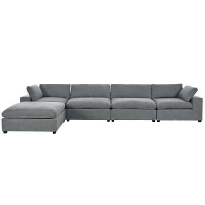 Cloud Couch Sectional, Large Modular Sofa with Ottoman, Gray