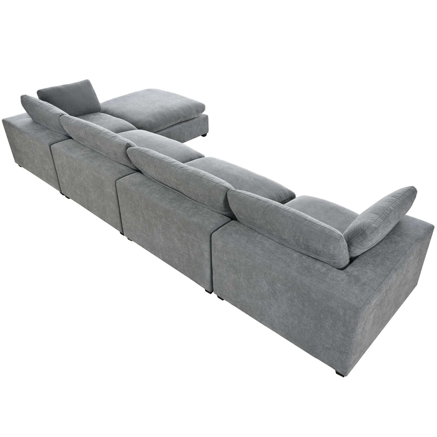 Cloud Couch Sectional, Large Modular Sofa with Ottoman, Gray