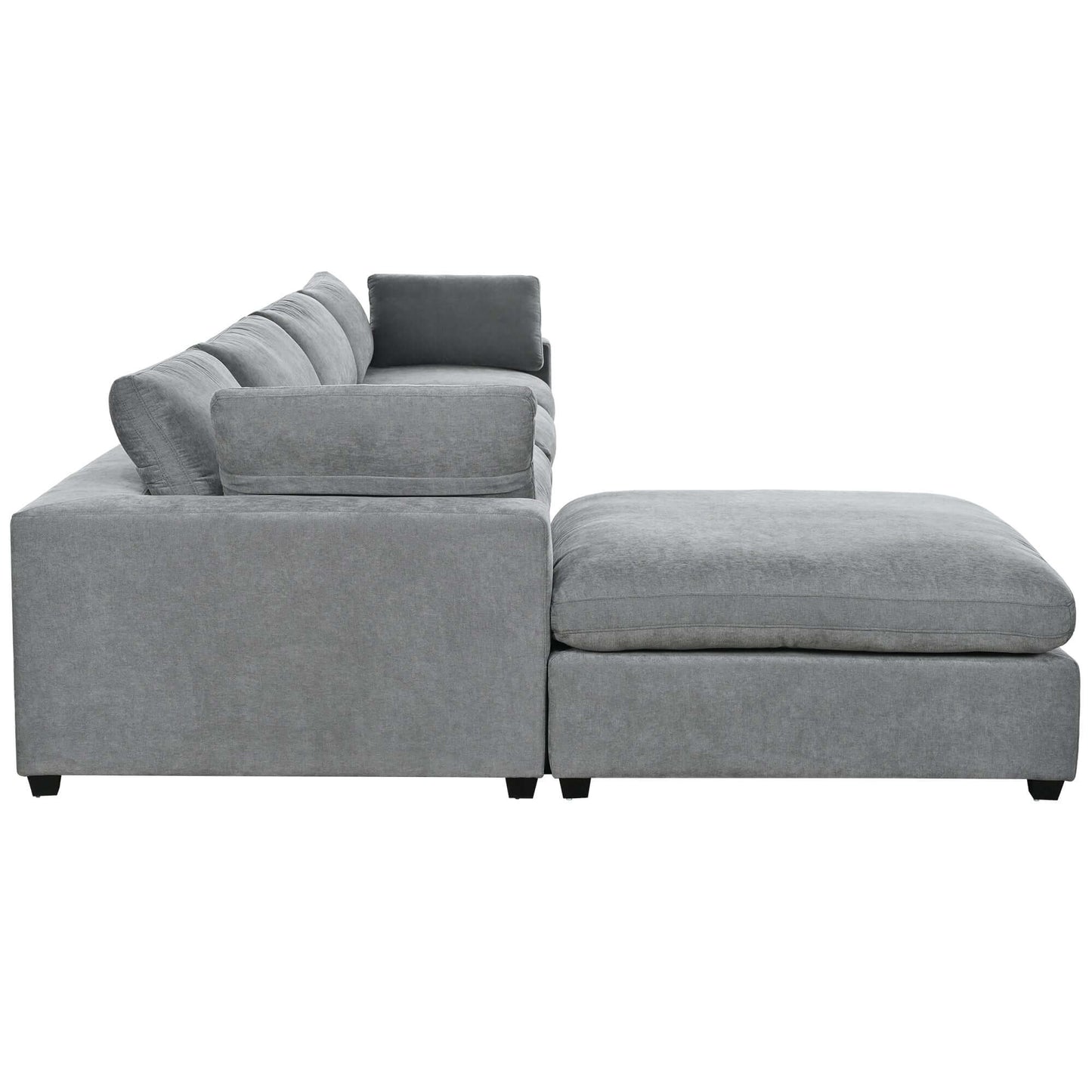 Cloud Couch Sectional, Large Modular Sofa with Ottoman, Gray