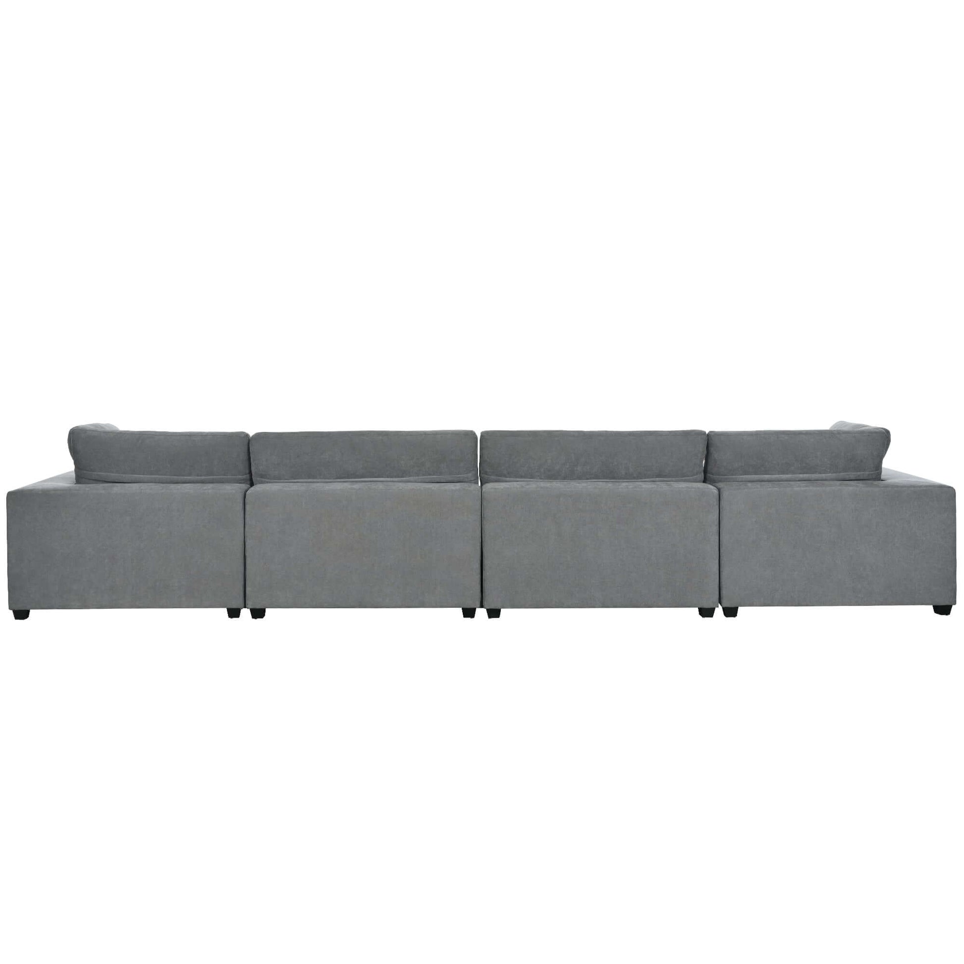 Cloud Couch Sectional, Large Modular Sofa with Ottoman, Gray