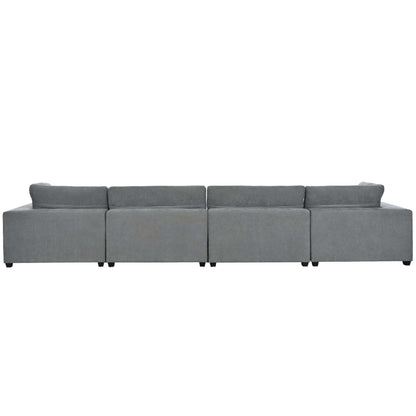 Cloud Couch Sectional, Large Modular Sofa with Ottoman, Gray