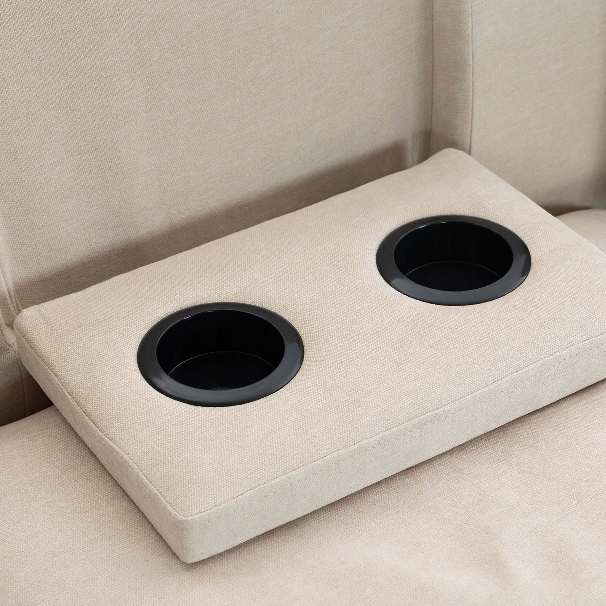Modular Sofa with Removable Storage Ottoman, 5 Seat Sectional sofa with 2 Hidden Cup Holders