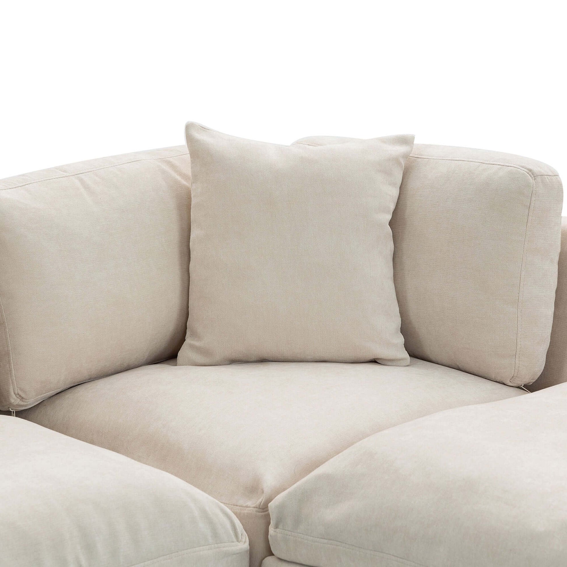 Modular Sofa with Removable Storage Ottoman, 5 Seat Sectional sofa with 2 Hidden Cup Holders