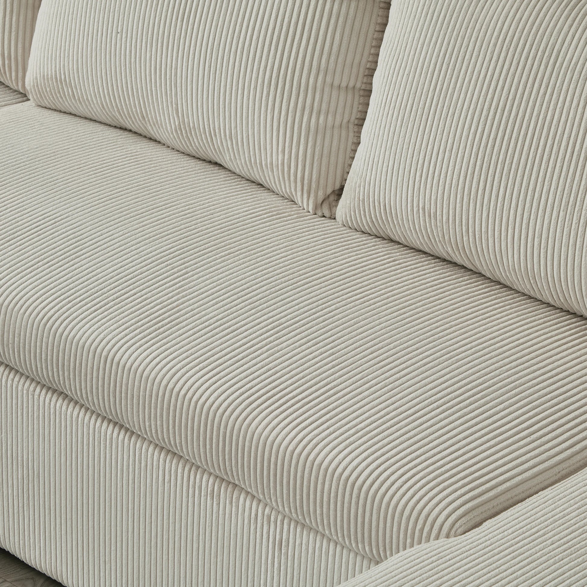 Louie Sofa Chaise Sleeper, Corduroy Couch with Double Chaise Storage - Beige