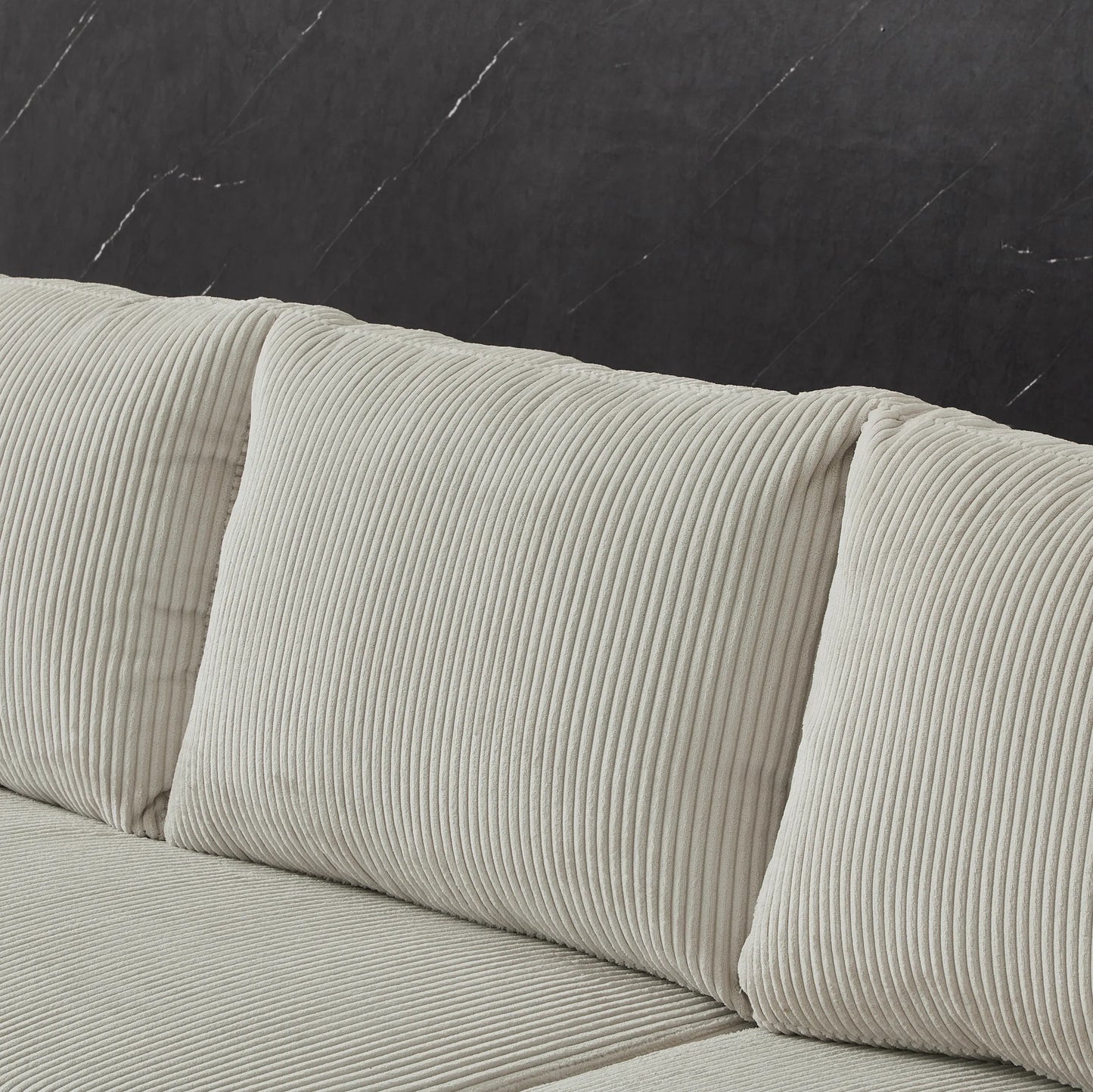 Louie Sofa Chaise Sleeper, Corduroy Couch with Double Chaise Storage - Beige