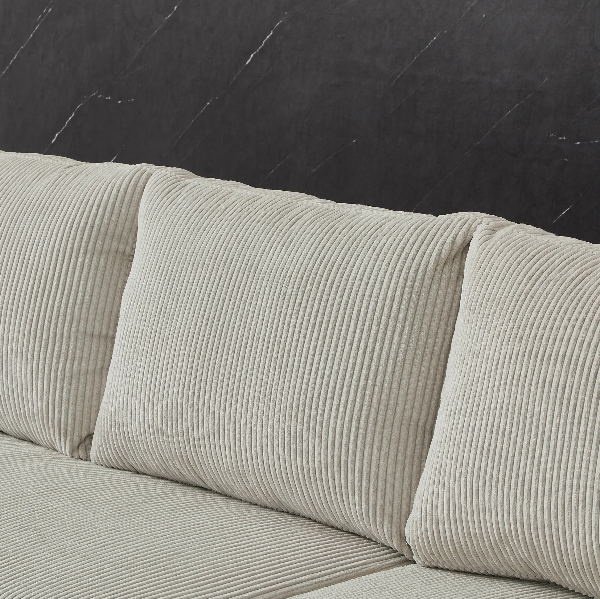 Louie Sofa Chaise Sleeper, Corduroy Couch with Double Chaise Storage - Beige