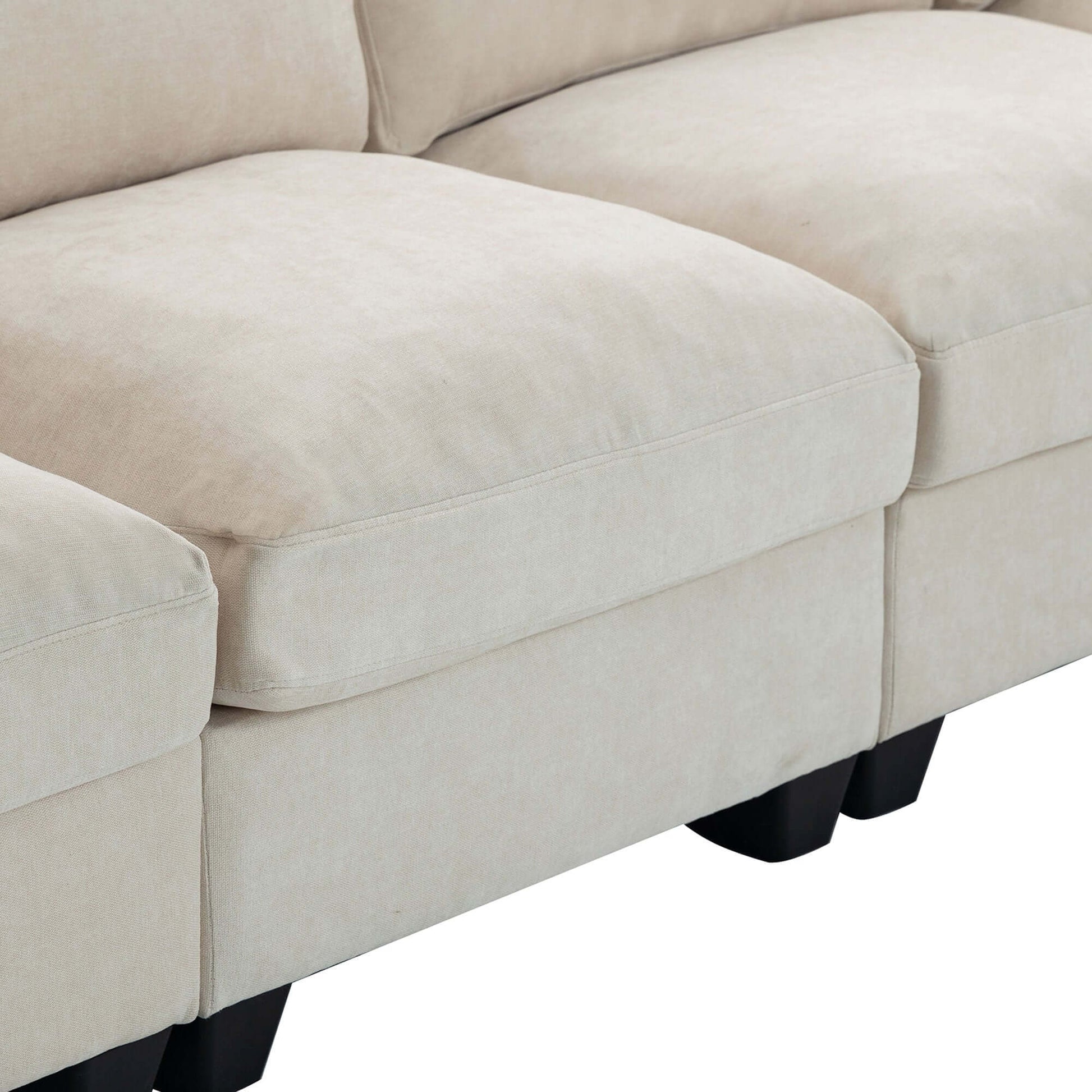 Modular Sofa with Removable Storage Ottoman, 5 Seat Sectional sofa with 2 Hidden Cup Holders