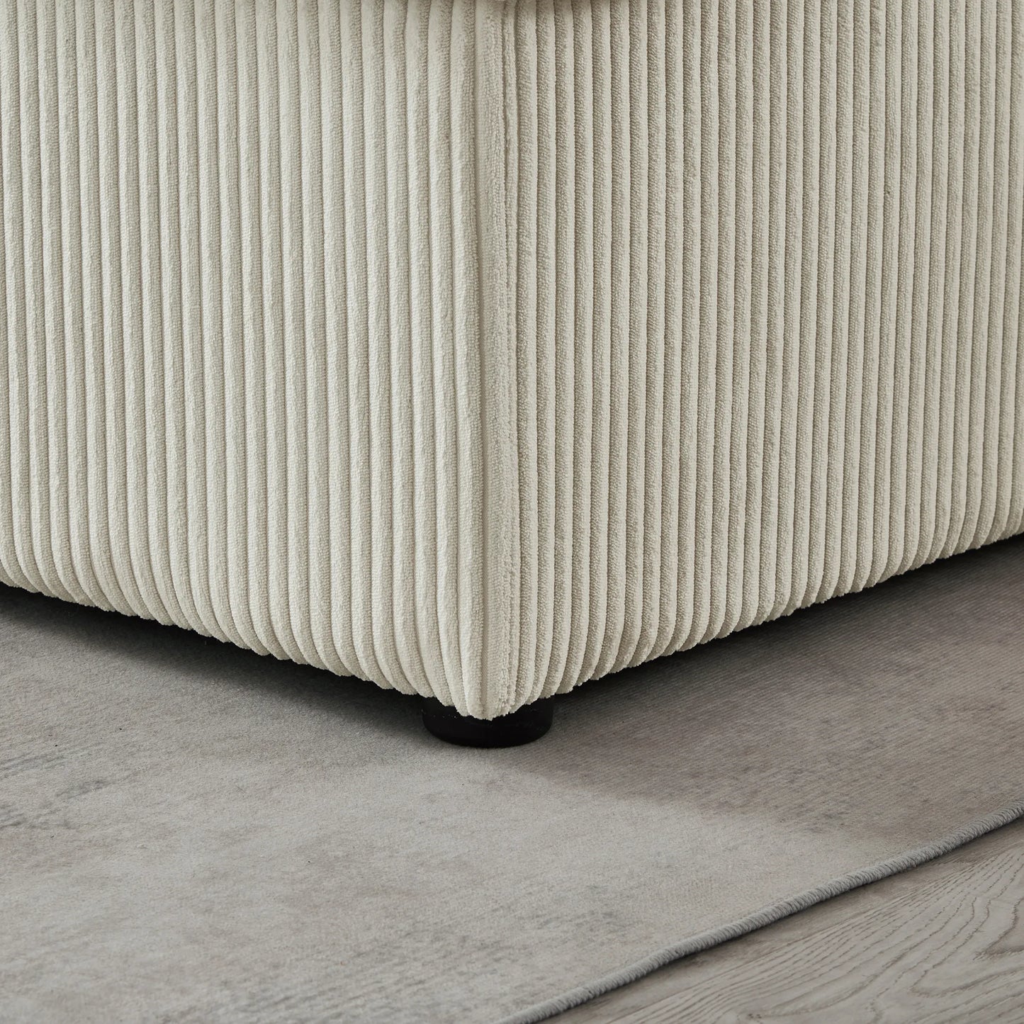 Louie Sofa Chaise Sleeper, Corduroy Couch with Double Chaise Storage - Beige