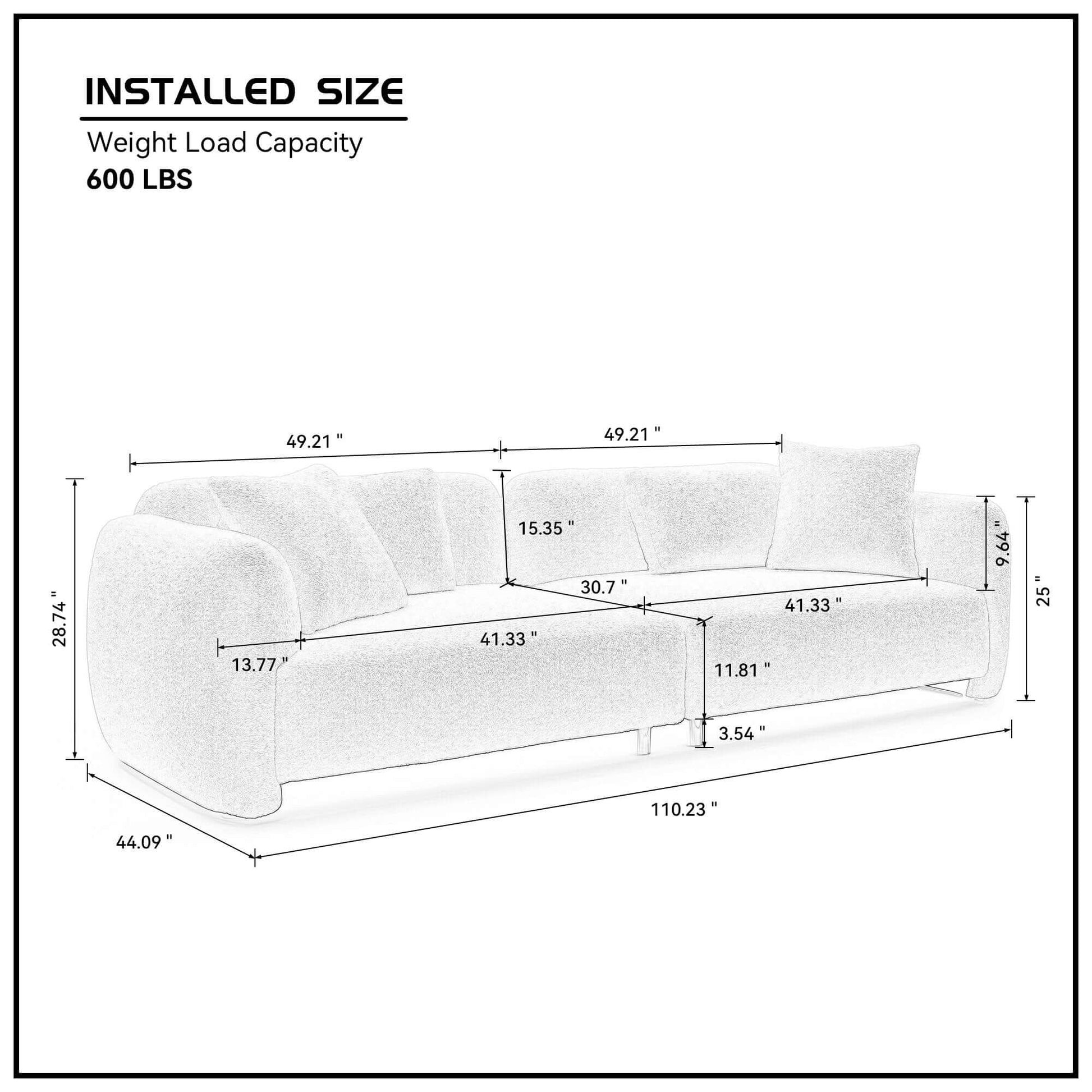 Cloud Couch, Premium Oversized Sofa with Teddy Bouclé, Black