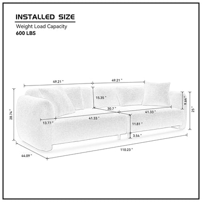 Cloud Couch, Premium Oversized Sofa with Teddy Bouclé, Black