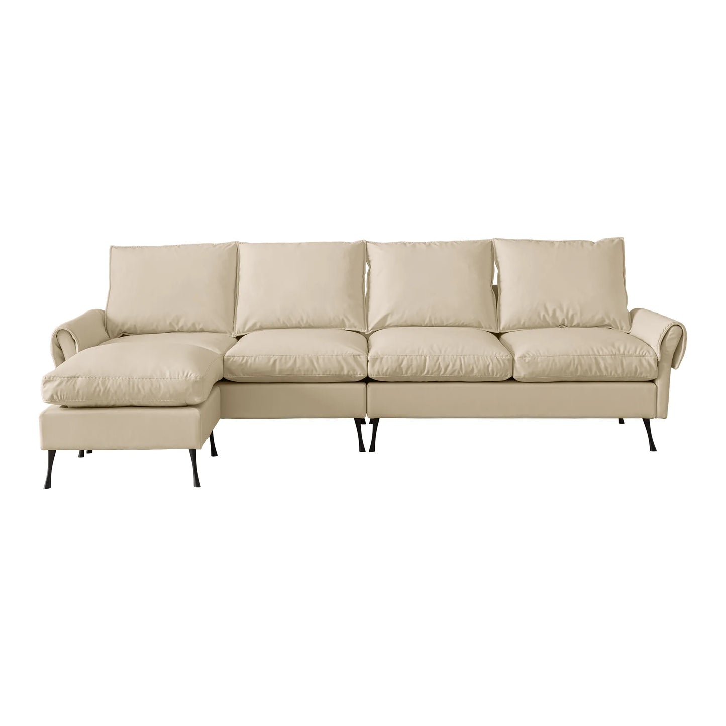 Louie Couch L-Shape, Sofa With Chaise Lounge - Beige