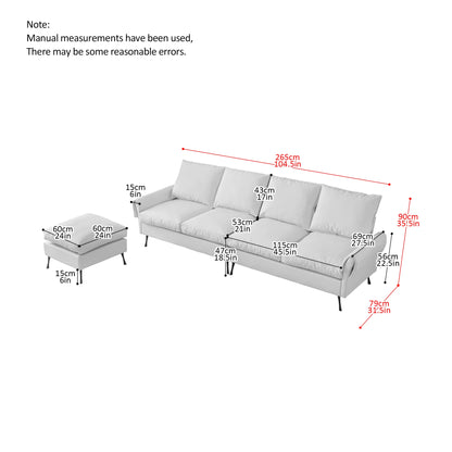 Louie Couch L-Shape, Sofa With Chaise Lounge - Beige
