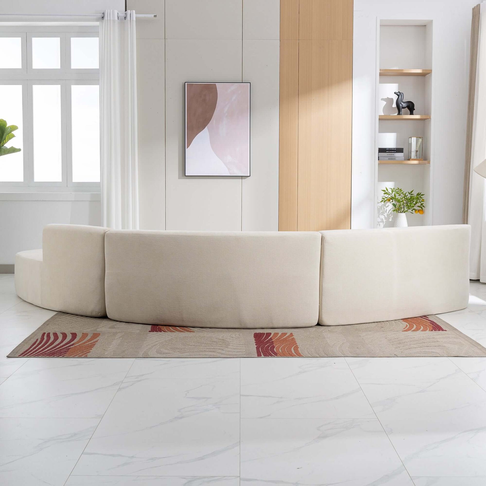 Curved Sofa, Modern Large Sectional Couch - Beige