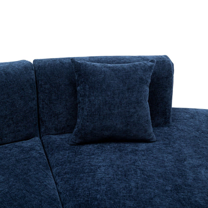 Curved Sofa, Modern Large Sectional Couch - Blue