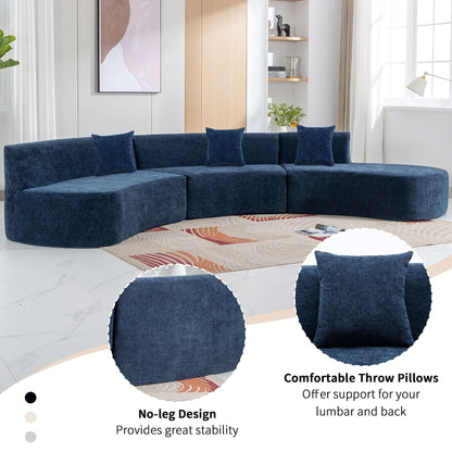 Curved Sofa, Modern Large Sectional Couch - Blue