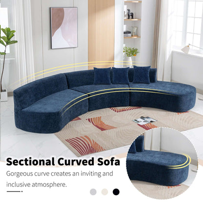 Curved Sofa, Modern Large Sectional Couch - Blue