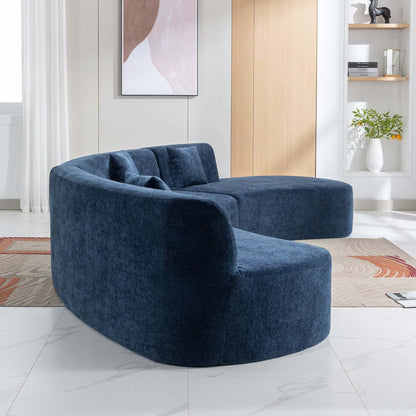 Curved Sofa, Modern Large Sectional Couch - Blue