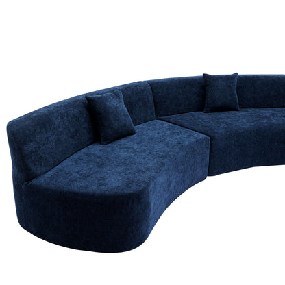Curved Sofa, Modern Large Sectional Couch - Blue