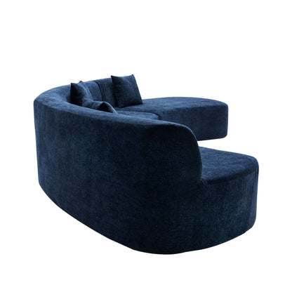 Curved Sofa, Modern Large Sectional Couch - Blue