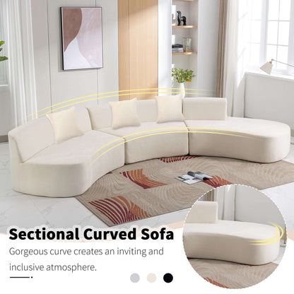 Curved Sofa, Modern Large Sectional Couch - Beige