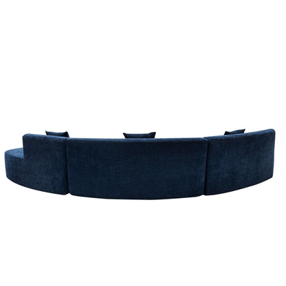 Curved Sofa, Modern Large Sectional Couch - Blue
