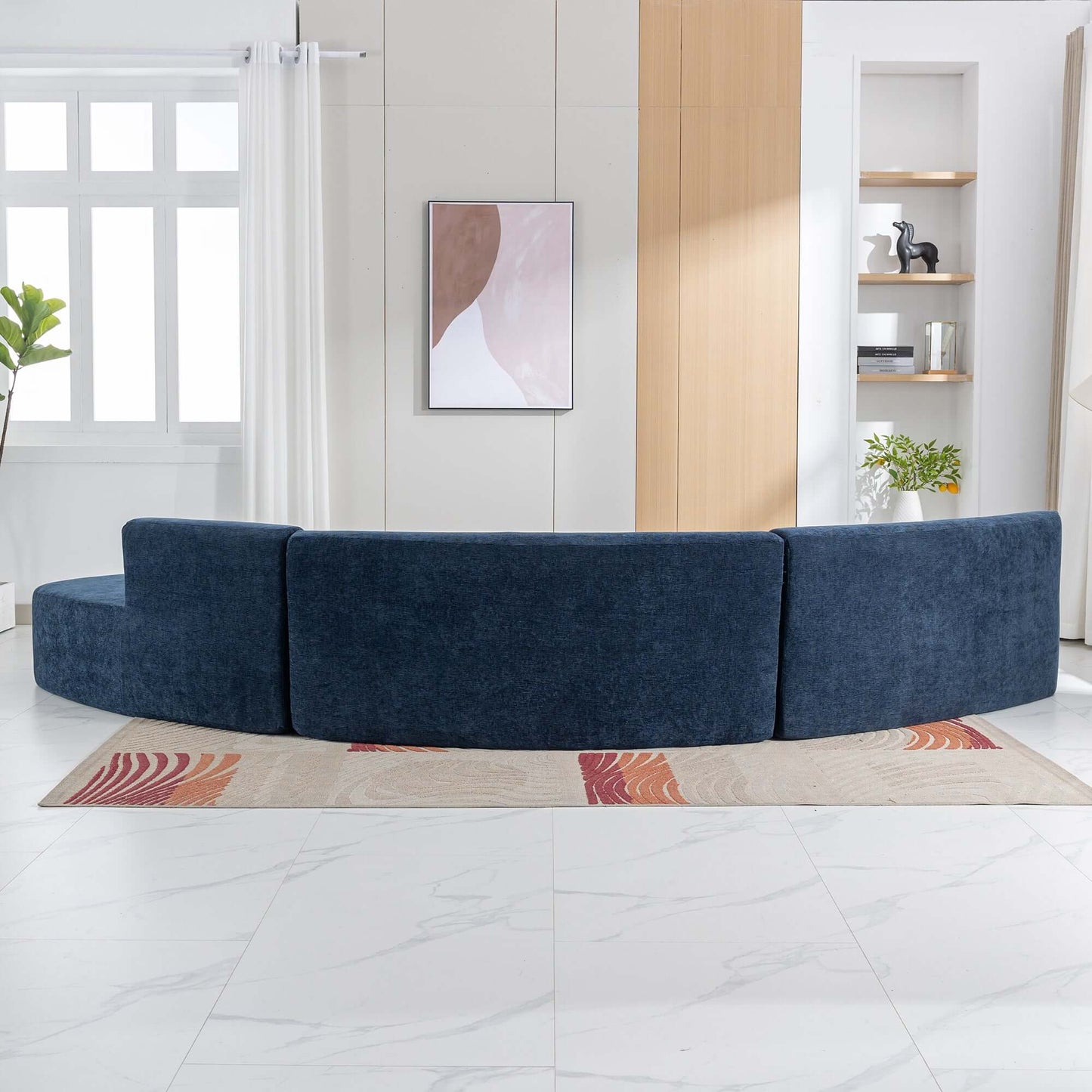 Curved Sofa, Modern Large Sectional Couch - Blue