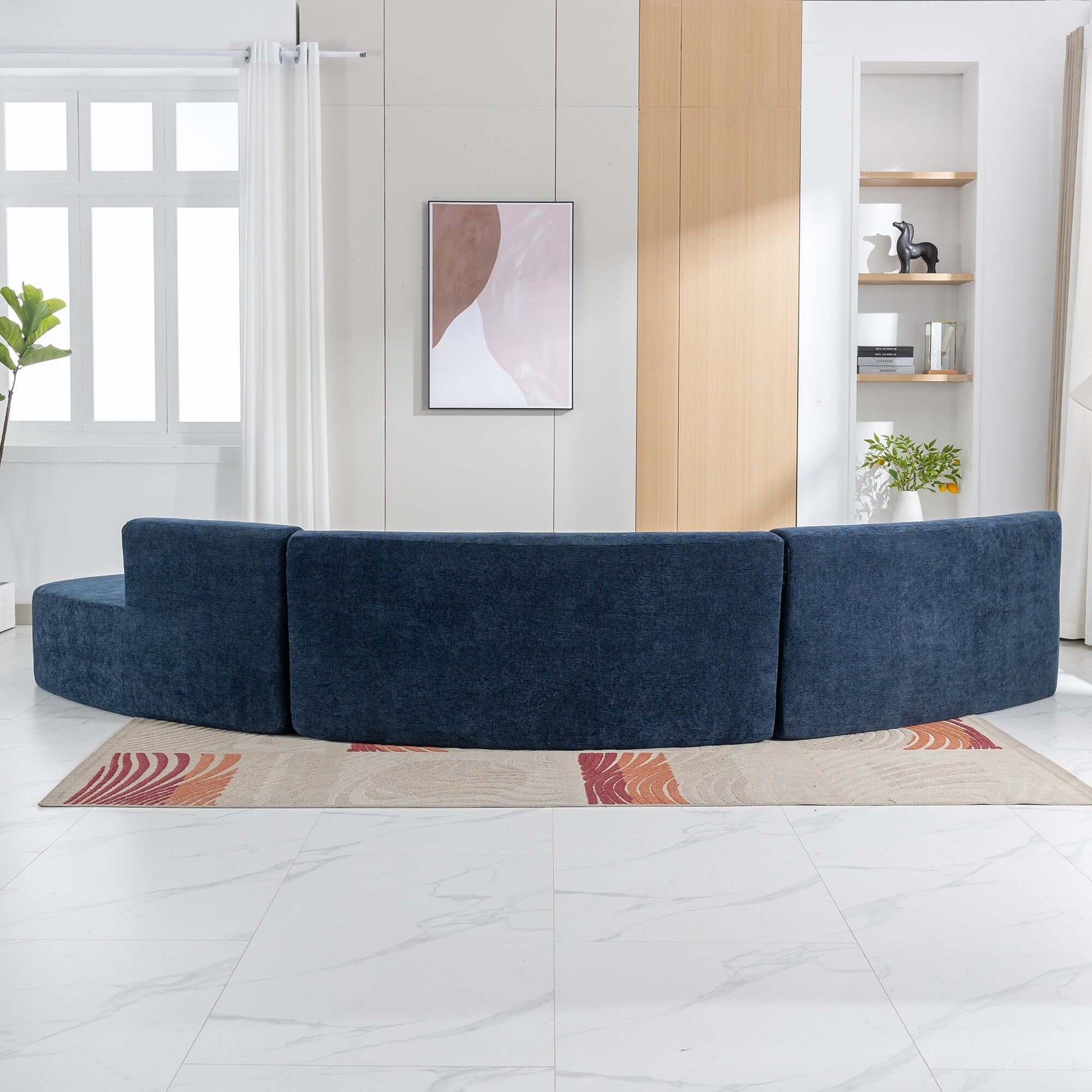 Curved Sofa, Modern Large Sectional Couch - Blue