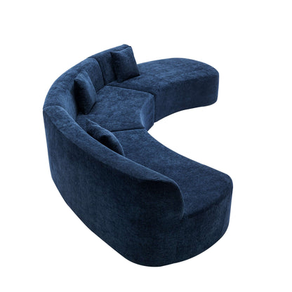 Curved Sofa, Modern Large Sectional Couch - Blue