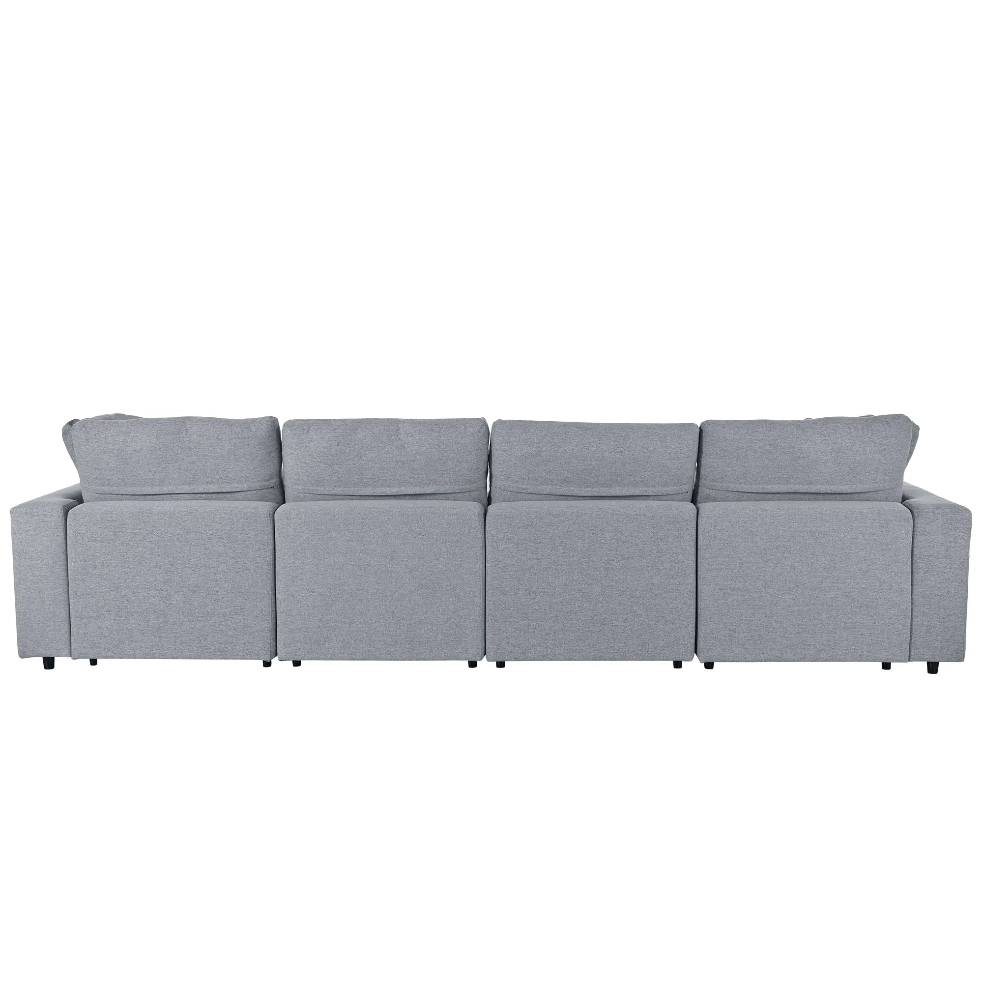 U Shaped Sectional, Large Modular Couch with Ottomans, Grey