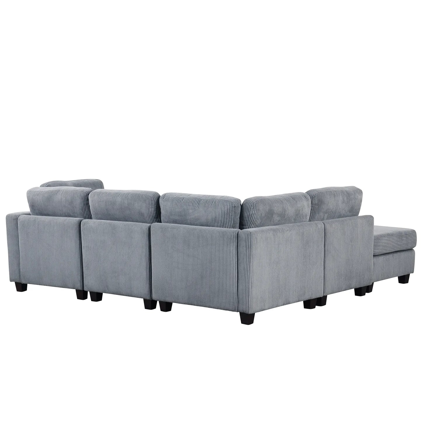 Louie Modular Sectional Sofa, Corduroy Couch with Ottoman - Grey
