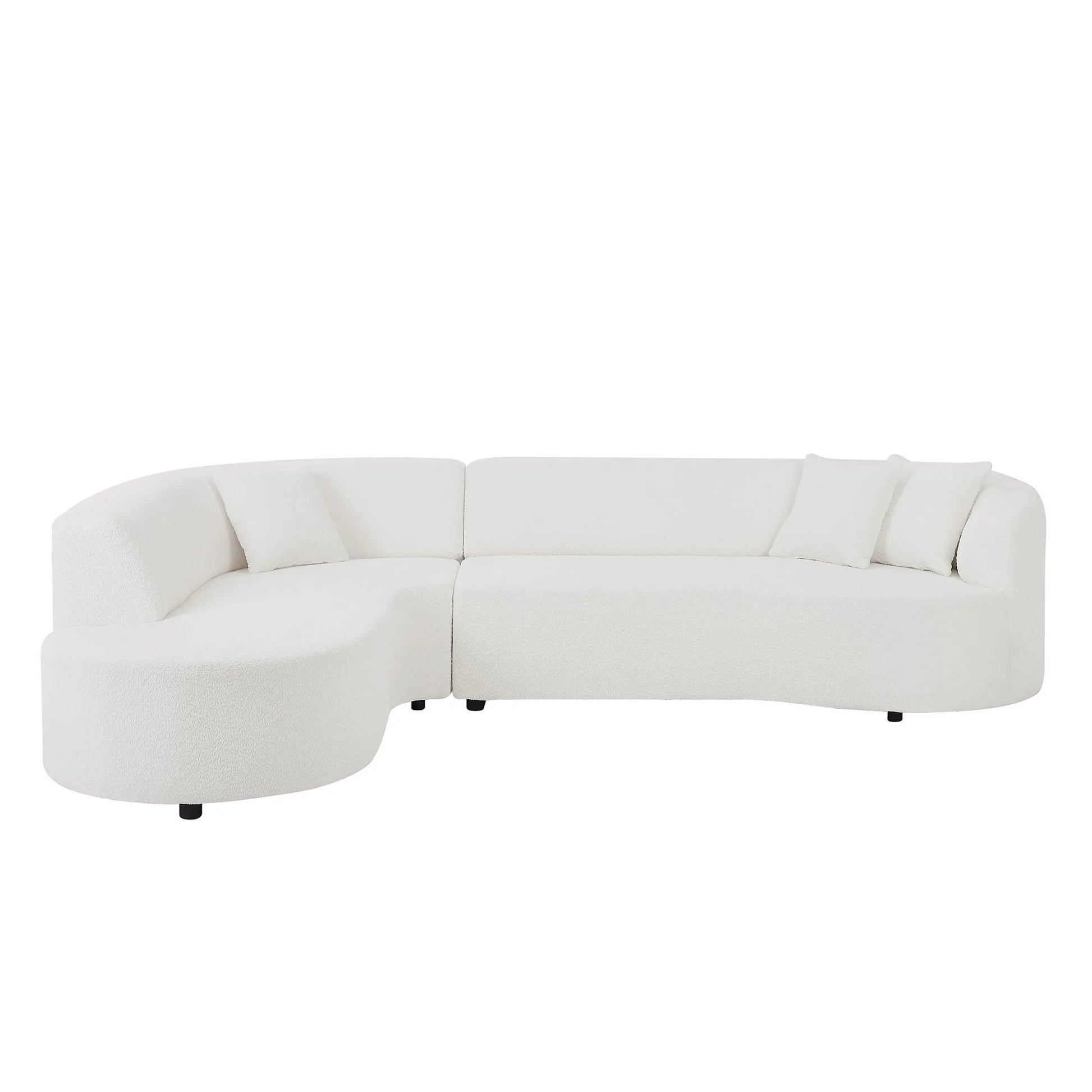 Luxury Curved Sofa, White Sectional Couch with Chaise