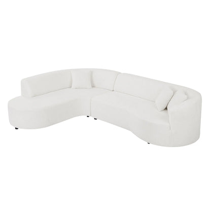 Luxury Curved Sofa, White Sectional Couch with Chaise