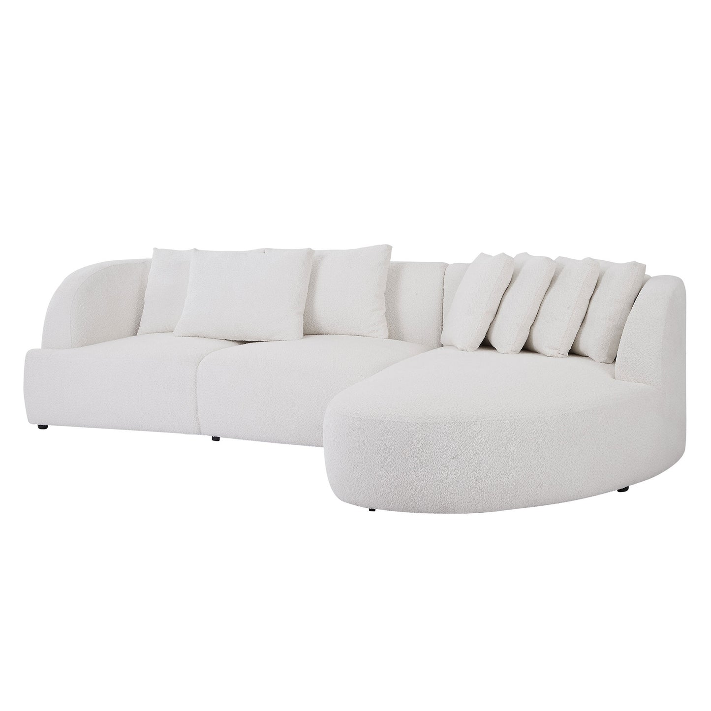 Deep Seat Couch with Chaise Lounge, Curved Corner Sectional, Beige